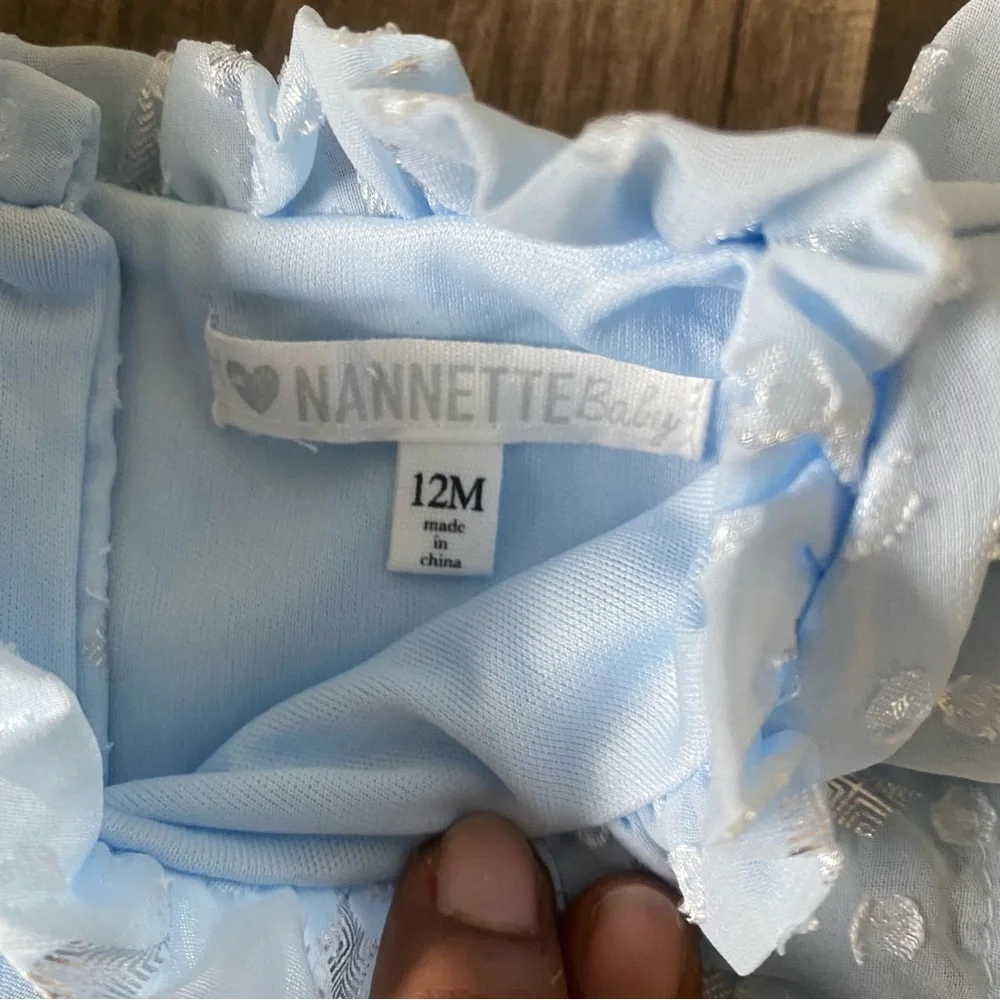 Nanette Baby Light Blue Ruffle Dress and floral red and pink bundle size 12M